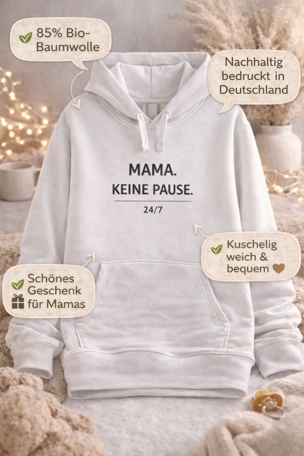Bio Hoodie | Mama - Keine Pause