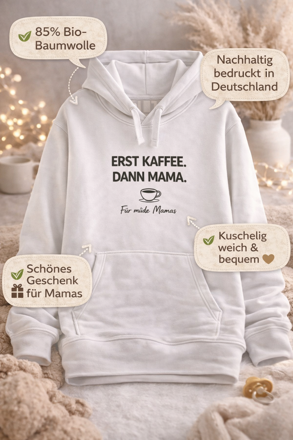 Bio Hoodie | Erst Kaffee - dann Mama