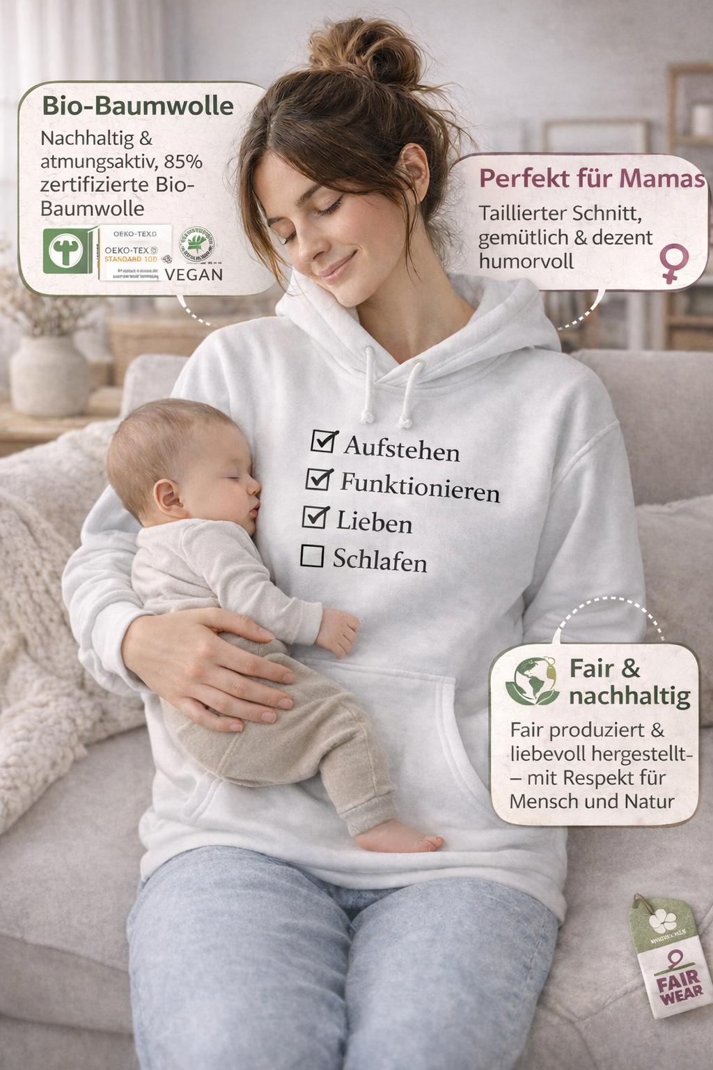 Bio Mama Hoodie | Aufstehen. Funktionieren. Lieben.
